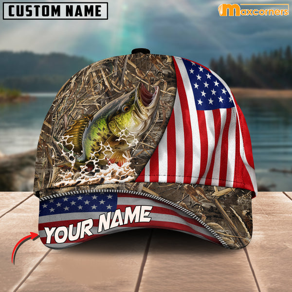 Maxcorners Personalized Zipper Flag Bass Fishing Cap