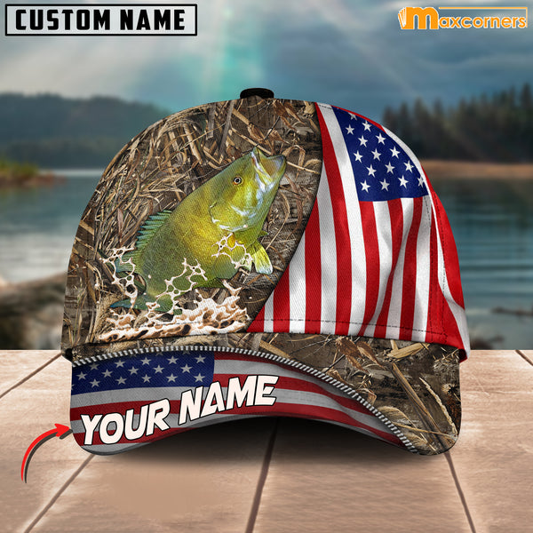 Maxcorners Personalized Zipper Flag Bass Fishing Cap