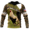 Maxcorners Rooster On The Grass All Over Printed Unisex Deluxe Hoodie