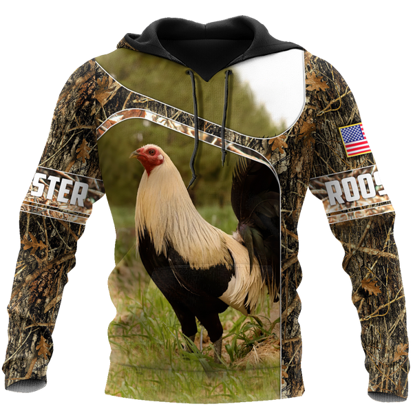 Maxcorners Rooster On The Grass All Over Printed Unisex Deluxe Hoodie