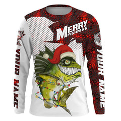 Max Corner Merry Fishmas Bass Christmas Long Sleeve Fishing Shirts Personalized Christmas Fishing gifts