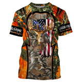 Max Corner Deer Hunting American Flag Orange Camo Custom name All over print shirts Gift For Hunter