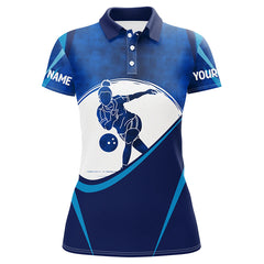 Maxcorners Blue Bowling Player Customized Name All Over Printed Shirt For Women