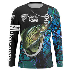 Maxcorners Custom Teal Blue Camo Long Sleeve Fishing 3D Shirts