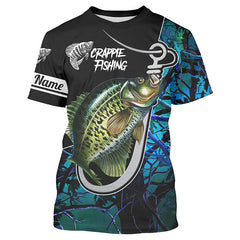 Maxcorners Custom Teal Blue Camo Long Sleeve Fishing 3D Shirts