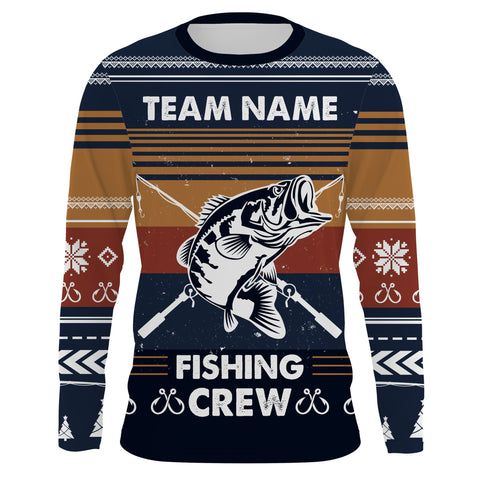 Max Corner Bass Fishing Crew Ugly sweater pattern Custom Long Sleeve Fishing Shirts Personalized Christmas Fishing gifts
