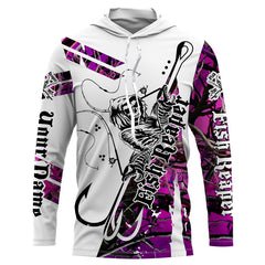 Maxcorner Halloween Fish Reaper Pink Camo Custom Name 3D shirt
