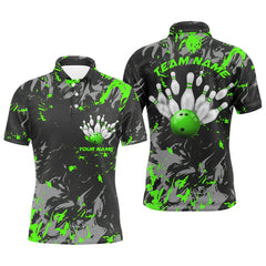 Max Corner Black And Green Camo Bowling Smoke Pattern Bowling jerseys Custom Name And Team Shirt