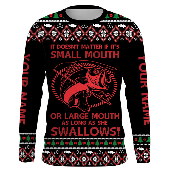 Max Corner Funny Ugly Sweater pattern Custom Bass Custom Long Sleeve Fishing Shirts Personalized Christmas Fishing gifts