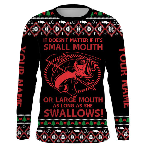 Max Corner Funny Ugly Sweater pattern Custom Bass Custom Long Sleeve Fishing Shirts Personalized Christmas Fishing gifts