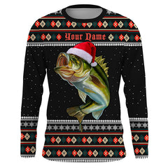 Max Corner Ugly sweater pattern Christmas Bass Fishing Custom Long sleeve Fishing Shirts Personalized Christmas Fishing gifts