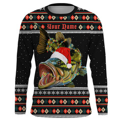 Max Corner Ugly sweater pattern Bass Christmas Bass Fishing Custom Long sleeve Fishing Shirts Personalized Christmas Fishing gifts