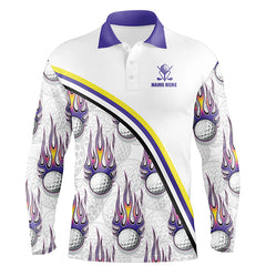 Max Corner Golf balls purple flame pattern Mens Golf polo shirts custom name golf clothes for men golfing