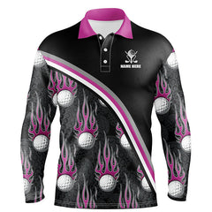 Max Corner Golf balls pink flame pattern Mens Golf polo shirts custom name golf clothes for men golfing