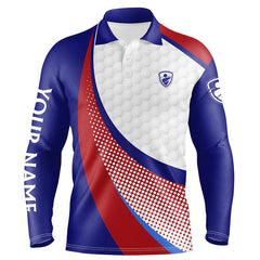 Max Corner Red white and blue Mens golf polo shirts custom mens golf shirts, personalized golf gifts