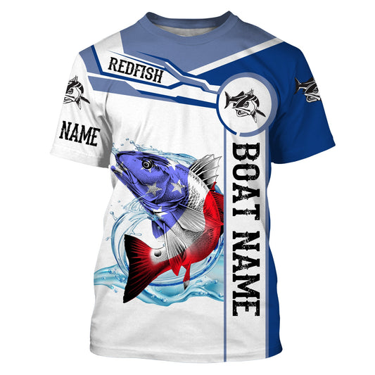 Maxcorners Redfish Fishing American Flag Customize Name And Boat Name Tournament Unisex Shirt