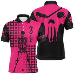 Max Corner Mens golf polo shirt black and pink golf skull custom men golf shirts