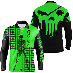 Max Corner Mens golf polo shirt black and green golf skull custom men golf shirts