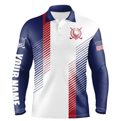 Max Corner Red, white and blue golf shirts custom name Mens golf polo shirts, mens patriotic golf polo