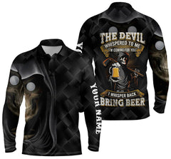 Max Corner Black golf skull reaper Men golf polo shirts custom name the devil whispered to me, golf beer shirt