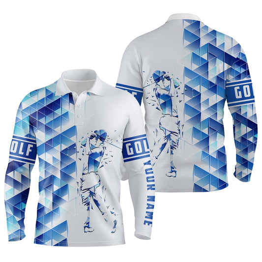 Max Corner Personalized blue camo golf polo shirts for men cool long sleeve golf shirts