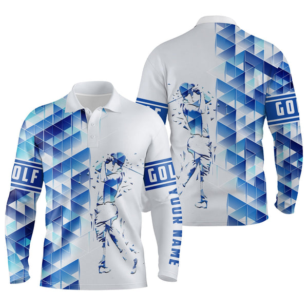 Max Corner Personalized blue camo golf polo shirts for men cool long sleeve golf shirts