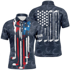 Max Corner Mens golf polo shirt custom name American flag golf skull clubs pattern mens golf attire
