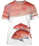 Red Snapper Tournament Fishing Apparel Customize Name Unisex Fishing Shirt