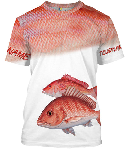 Red Snapper Tournament Fishing Apparel Customize Name Unisex Fishing Shirt