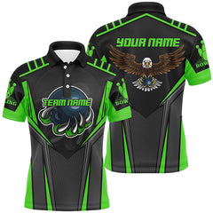 Max Corner Eagle Men Green Gear Pattern Custom Name And Team Shirt