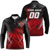 Max Corner Mens golf polos shirts custom black and red lightning team golf shirts, personalized golf gifts