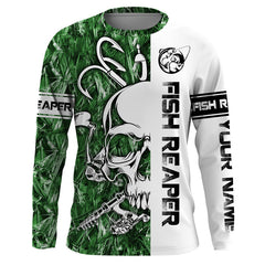 Maxcorner Halloween Fish Reaper Fishing Green Camo Custom Name 3D shirt