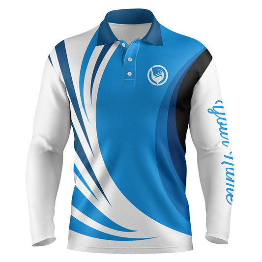 Max Corner Mens polo golf shirts custom name blue and white golf shirt