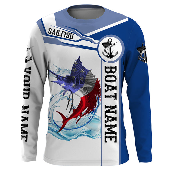 Maxcorners Sailfish Fishing American Flag Custom Name And Boat Name