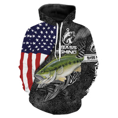 Max Corners Largemouth Bass fishing American flag patriot Custom name 3D Hoodie