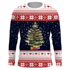 Max Corner Largemouth bass fishing red christmas tree Fishing ugly christmas Custom Christmas long sleeve Fishing Shirts Personalized Christmas Fishing gifts
