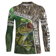 Maxcorners Personalized Bass Fishing Shirts Love Fishing Camo 3D