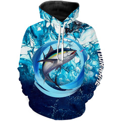 Max Corners Tuna fishing blue water sea camo saltwater fishing Customize name 3D Hoodie