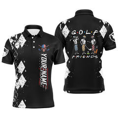 Max Corner Black golf shirt mens skull golf clubs custom name skull golf friends team mens polo golf shirts