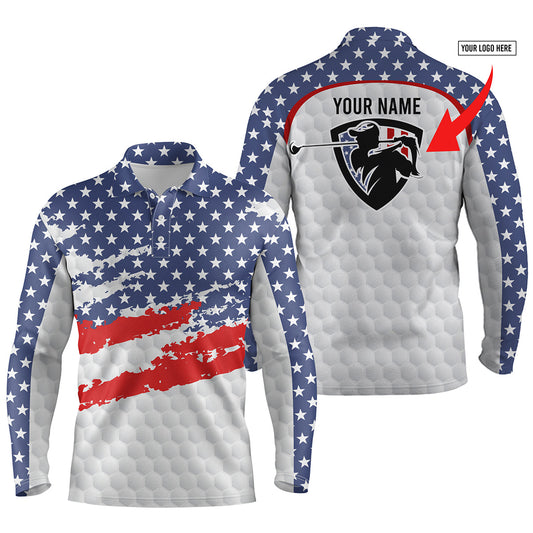 Max Corner American flag men golf polo shirts custom name and logo, personalized team golf Polo shirt