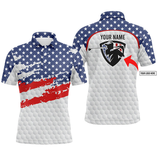 Max Corner American flag men golf polo shirts custom name and logo, personalized team golf Polo shirt