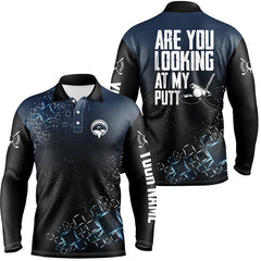 Max Corner Black Mens golf polo shirt custom Are you looking at my putt men golf shirts, golf gifts for men