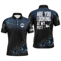 Max Corner Black Mens golf polo shirt custom Are you looking at my putt men golf shirts, golf gifts for men