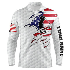 Max Corner Mens golf polo shirt American flag patriot custom name white golf balls shirts
