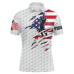Max Corner Mens golf polo shirt American flag patriot custom name white golf balls shirts