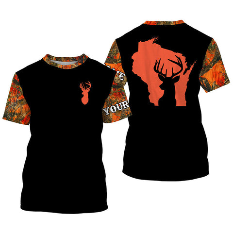 Maxcorners Wisconsin Deer Hunting Orange Camo Customize Name