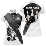 Maxcorners Black White Bowling Player Personalized All Over Printed Shirt For Women