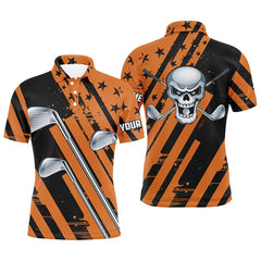 Max Corner Halloween golf skull orange and black golf clubs Mens golf polo shirt custom team golf shirts