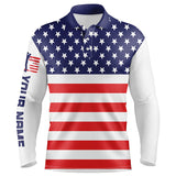 Max Corner Mens golf polo shirt American flag patriotic custom name white mens golf shirt, golfing gifts