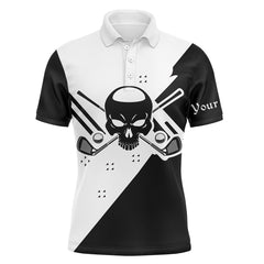 Max Corner Black & white long sleeve Skull Golf Polo Shirts for Men custom golf upf shirts